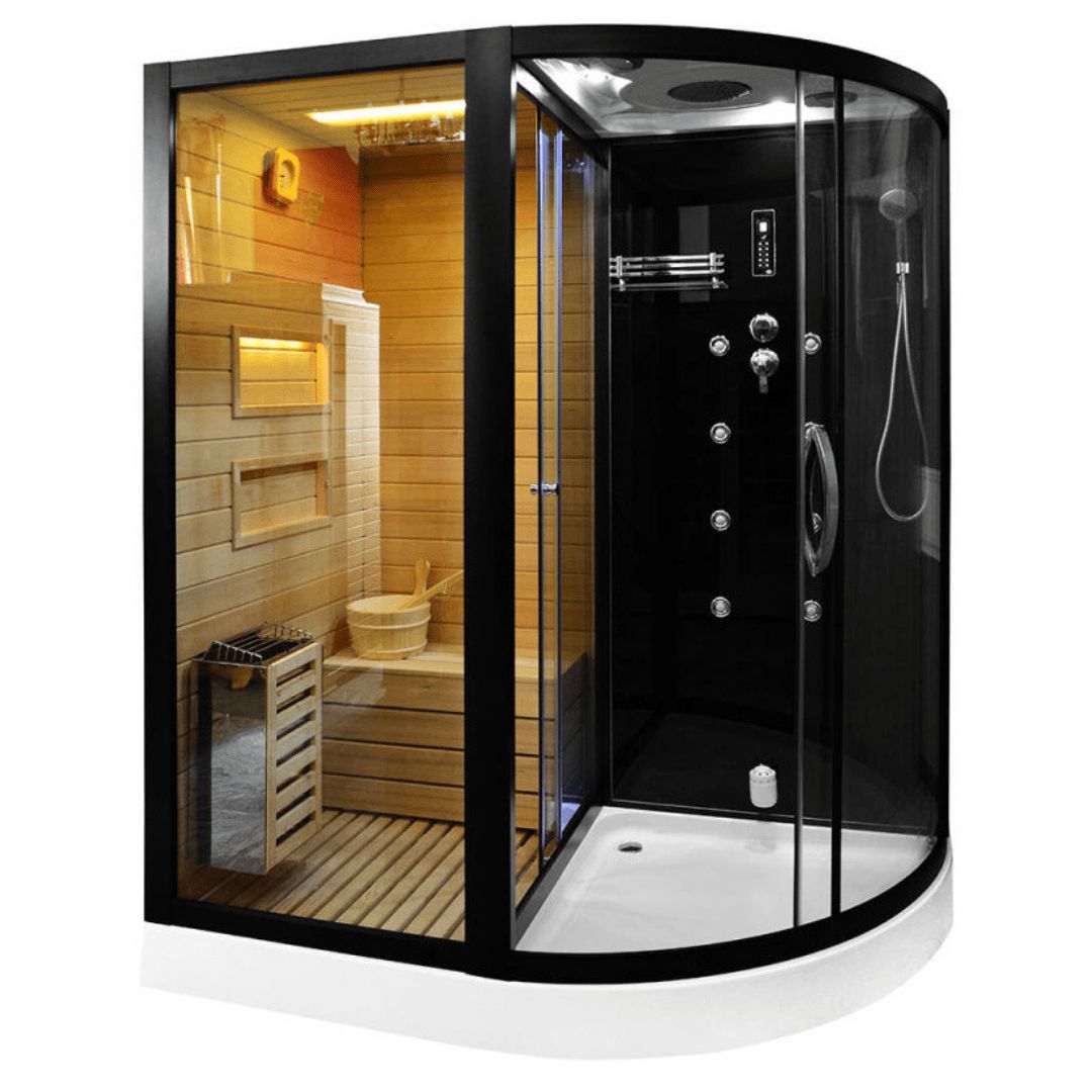 Сауна LUGANO Nero-L Black комбинированная 2в1 Ceruttispa 1800x1100x2230