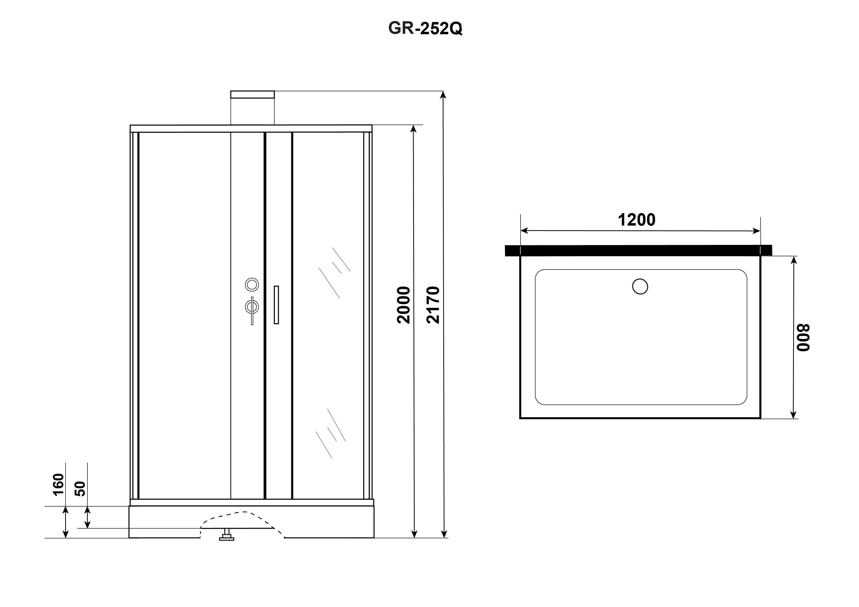 Душ.каб. GR252Q (120*80*217) GROSSMAN ELEGANS 7 мест