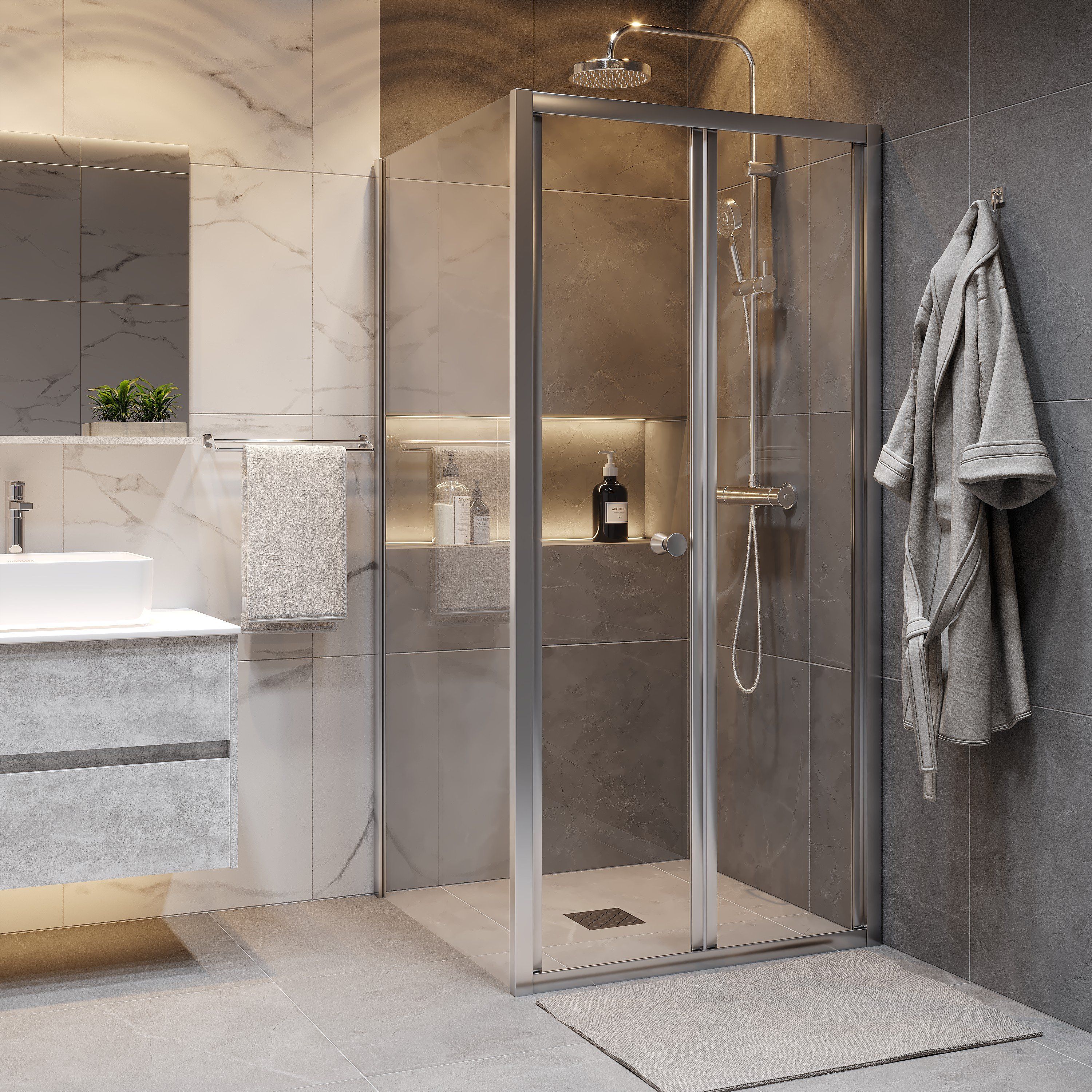 Душ.ограждение GR-1010 Аdvans (100*100*190) квадрат, складывающаяся дверь из двух частей 2 места
