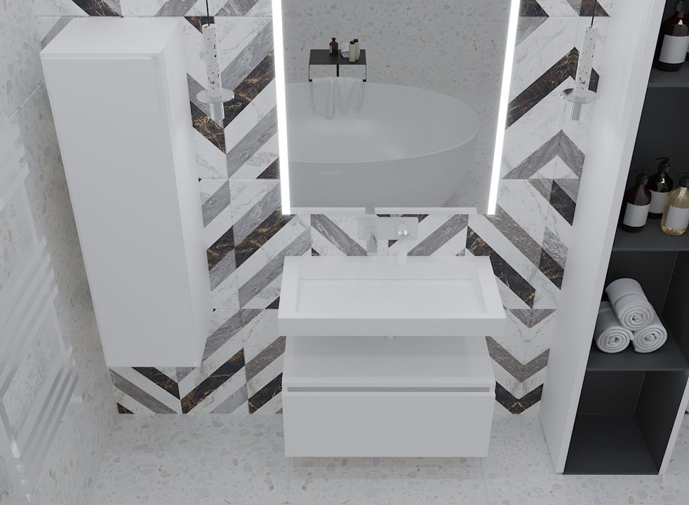 897-100-W Boheme Ящик под столешницу 100см WHITE глянец VALLESSI UNO-S
