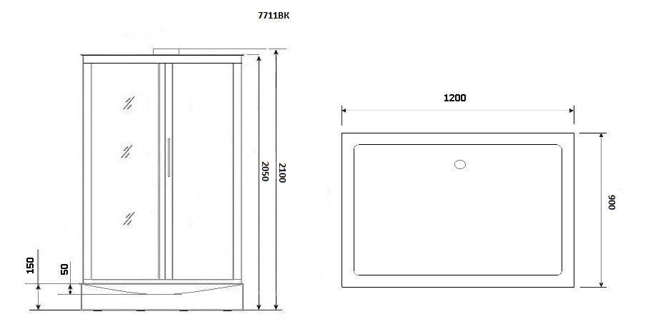 Душ.каб. NG-7711GR (900x1200х2150) низкий поддон стенки ЗОЛОТО 6 мест