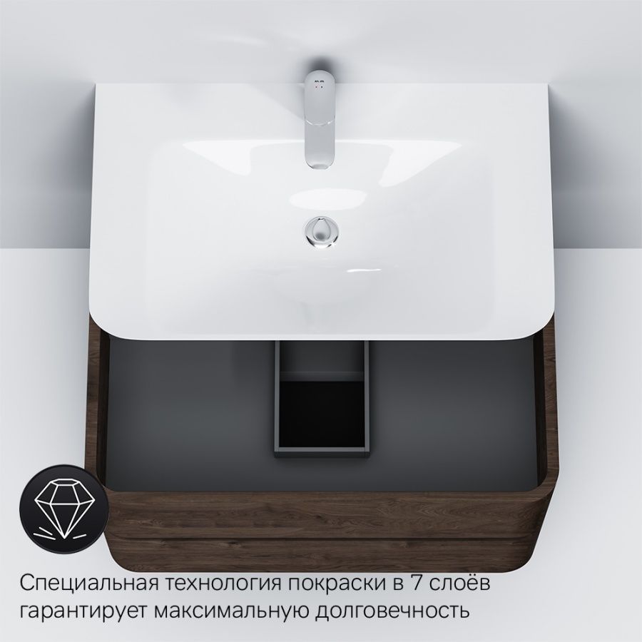 M30FHX0802TF Sensation, База под раковину, подвесная, 80 см, ящики, табачный дуб, текстурированная,
