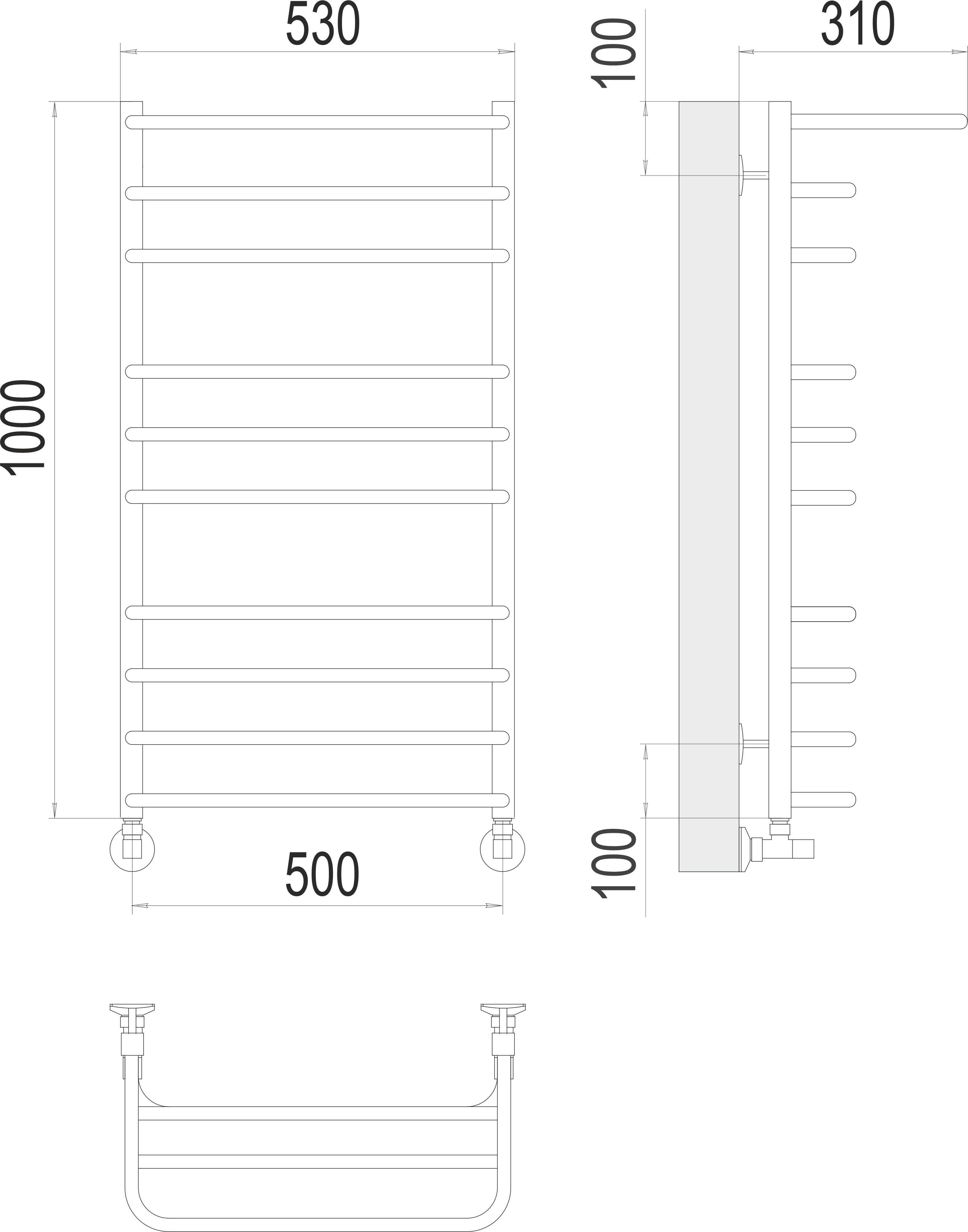 Арктур П10 500х1000 Полотенцесушитель TERMINUS