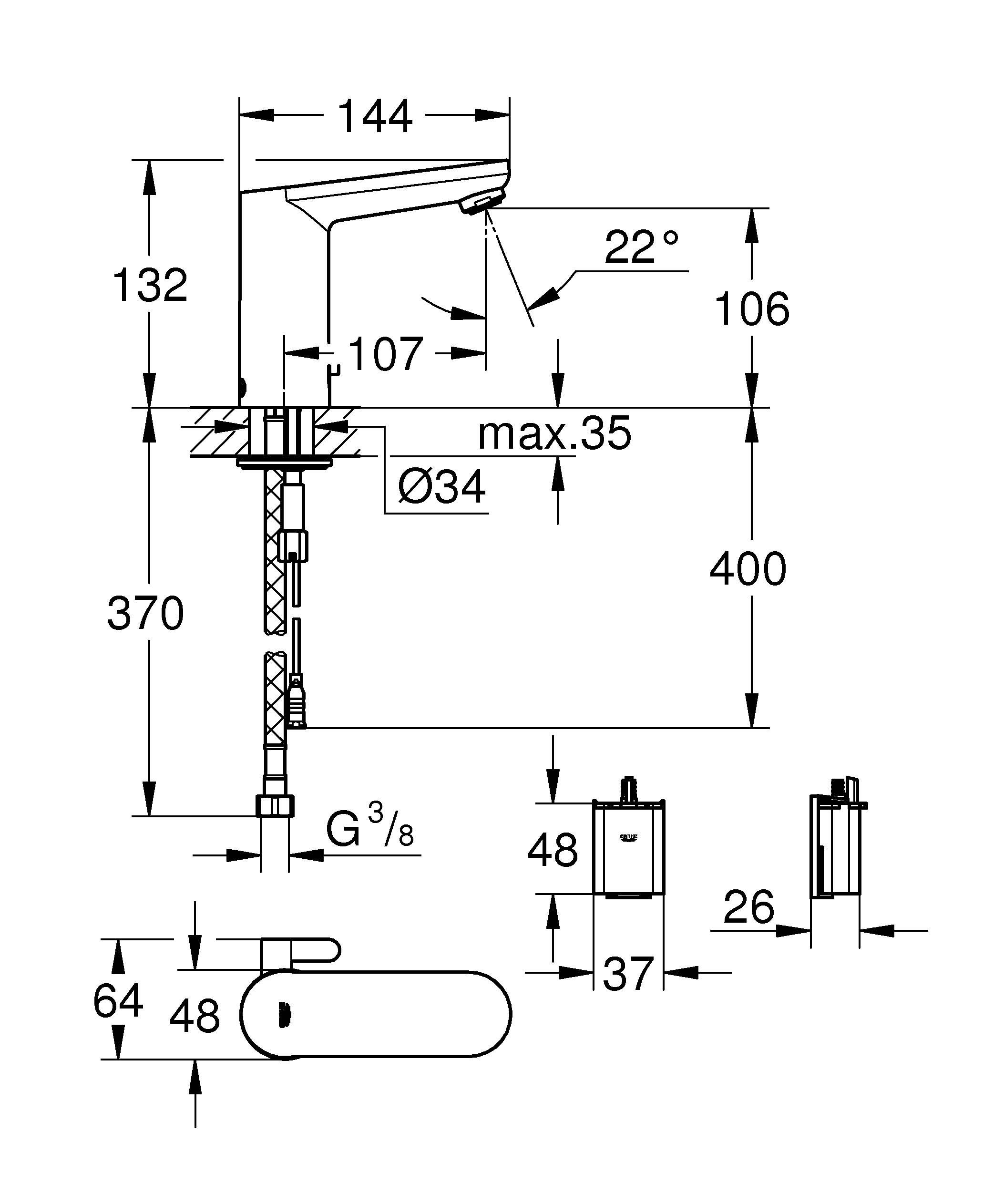 Смеситель инфракрасный для раковин GROHE Get 36366001