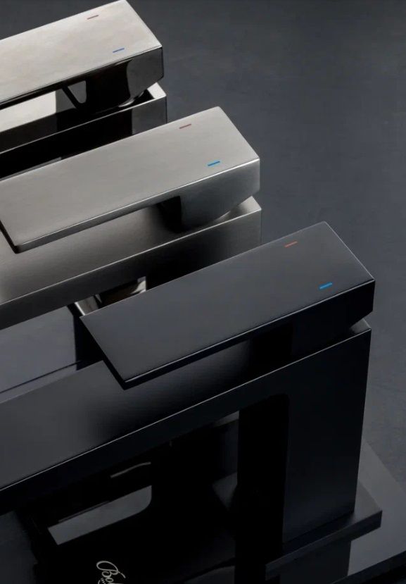 Смеситель для умывальника высокий QUBIC Shine Gun Metal