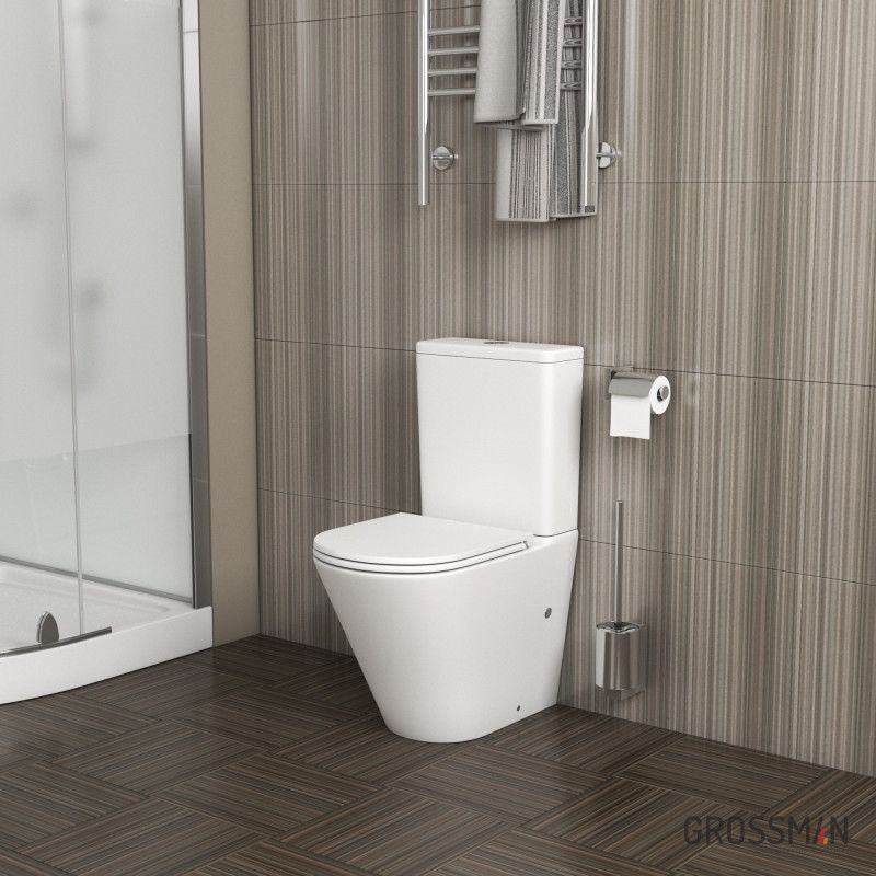 Унитаз Grossman GR-4450MS (605*380*825) белый МАТОВЫЙ напольный безободковый с тонкой крышкой