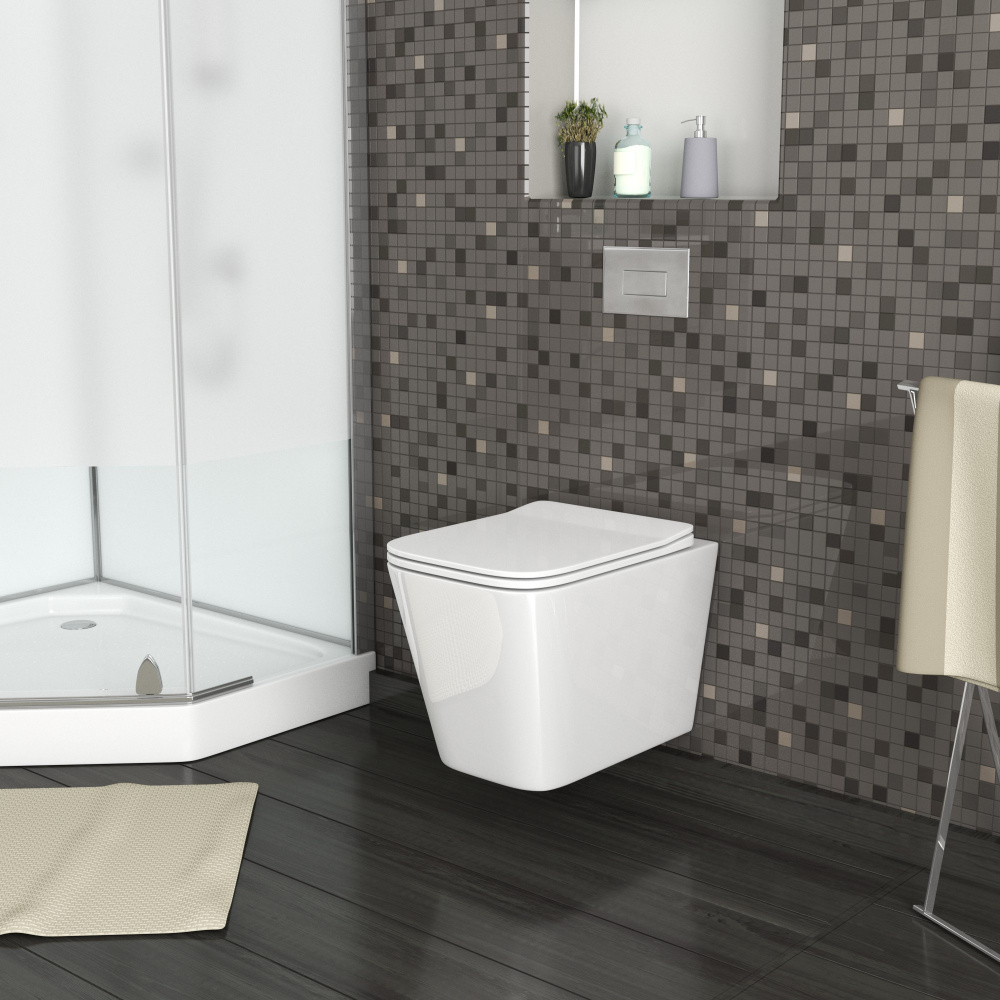 Унитаз Grossman GR-4441S (520*355*350) подвесной безободковый  с тонкой крышкой