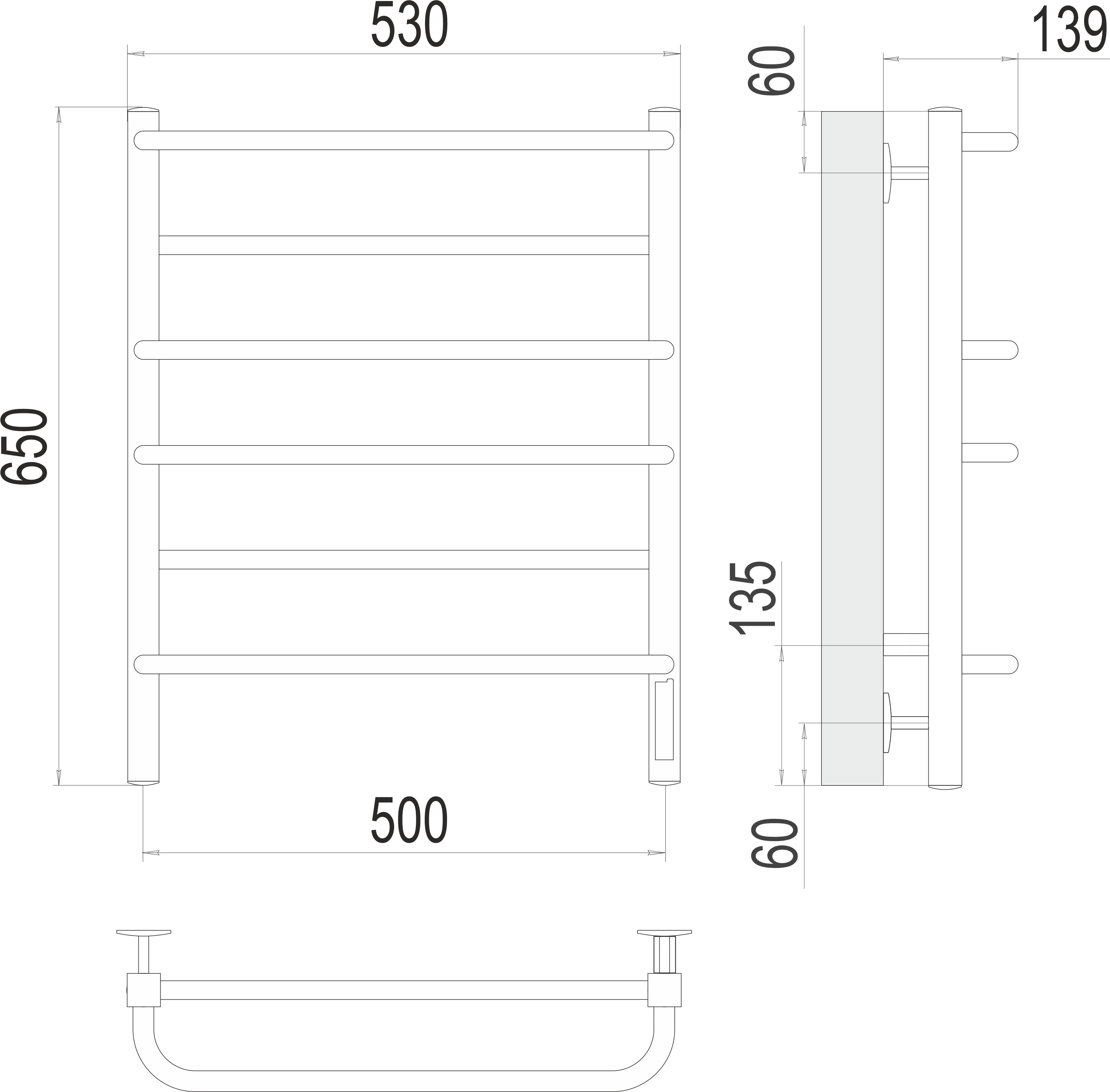 Электрический полотенцесушитель TERMINUS Ното П9 500х700 (sensor quick touch)