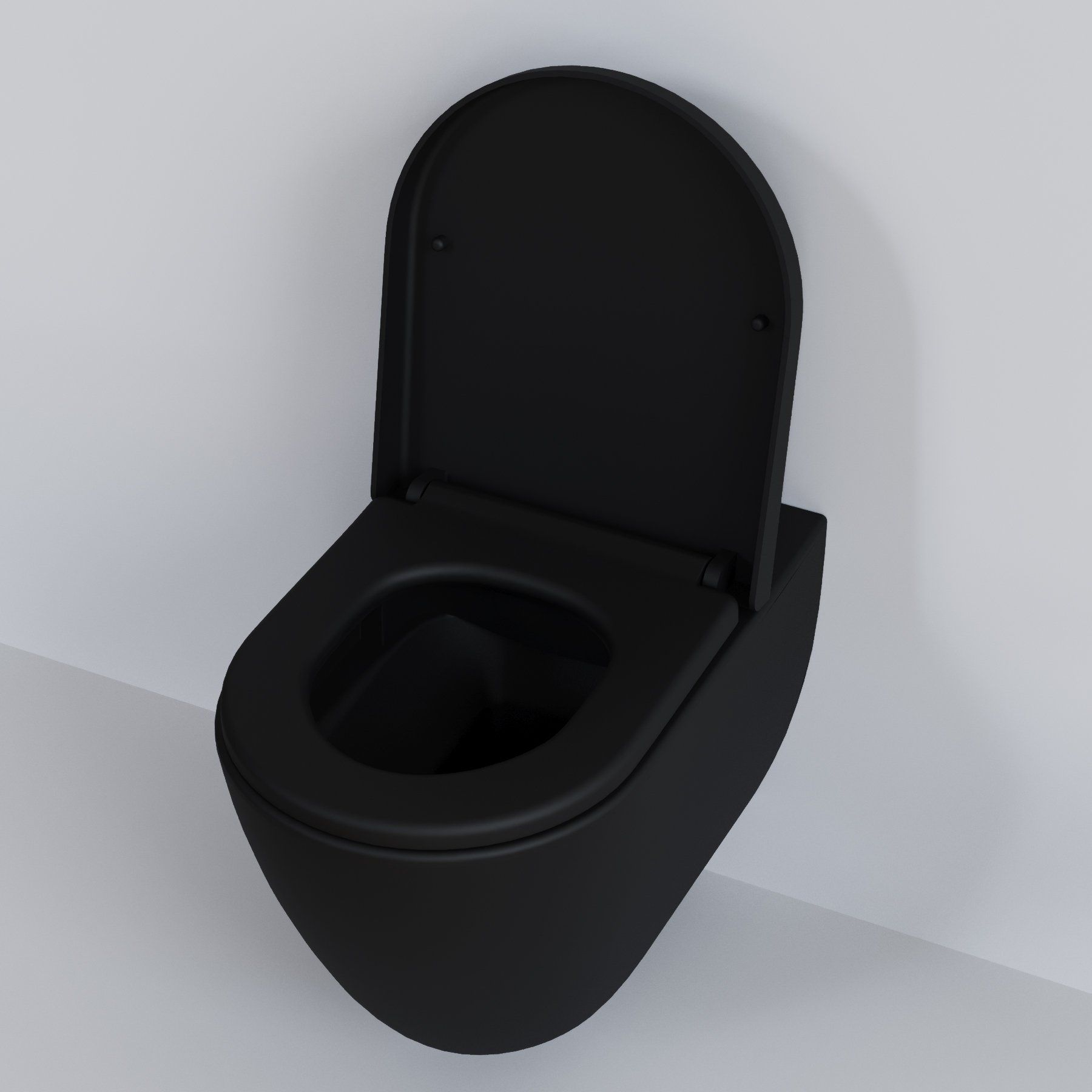 Унитаз Queen 113T20201R (570*360*400) ЧЁРНЫЙ МАТОВЫЙ подвесной БЕЗОБОДКОВЫЙ с толстой крышкой, 2 места