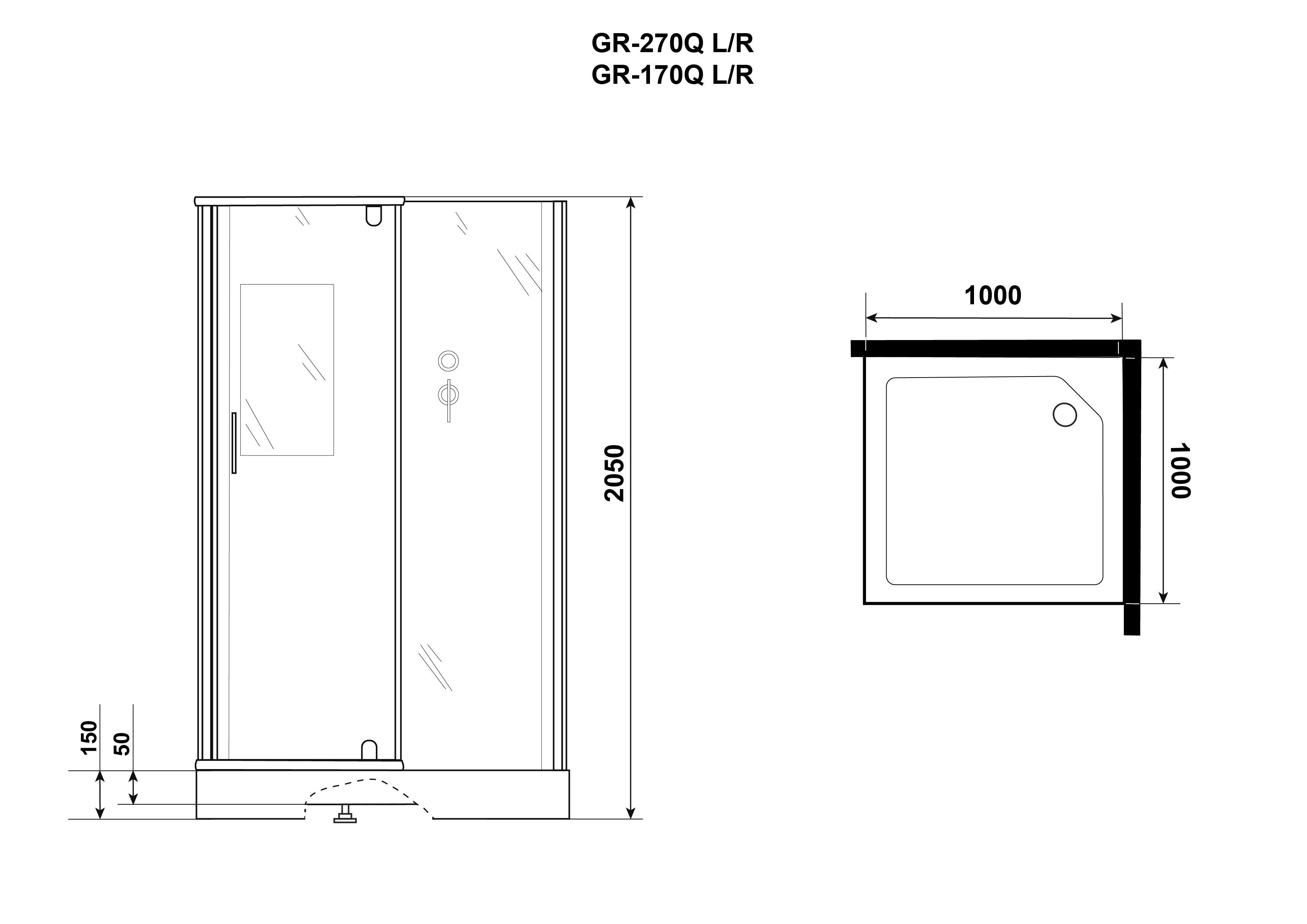 Душ.каб. GR170QR (100*100*205) GROSSMAN Classic 4 места