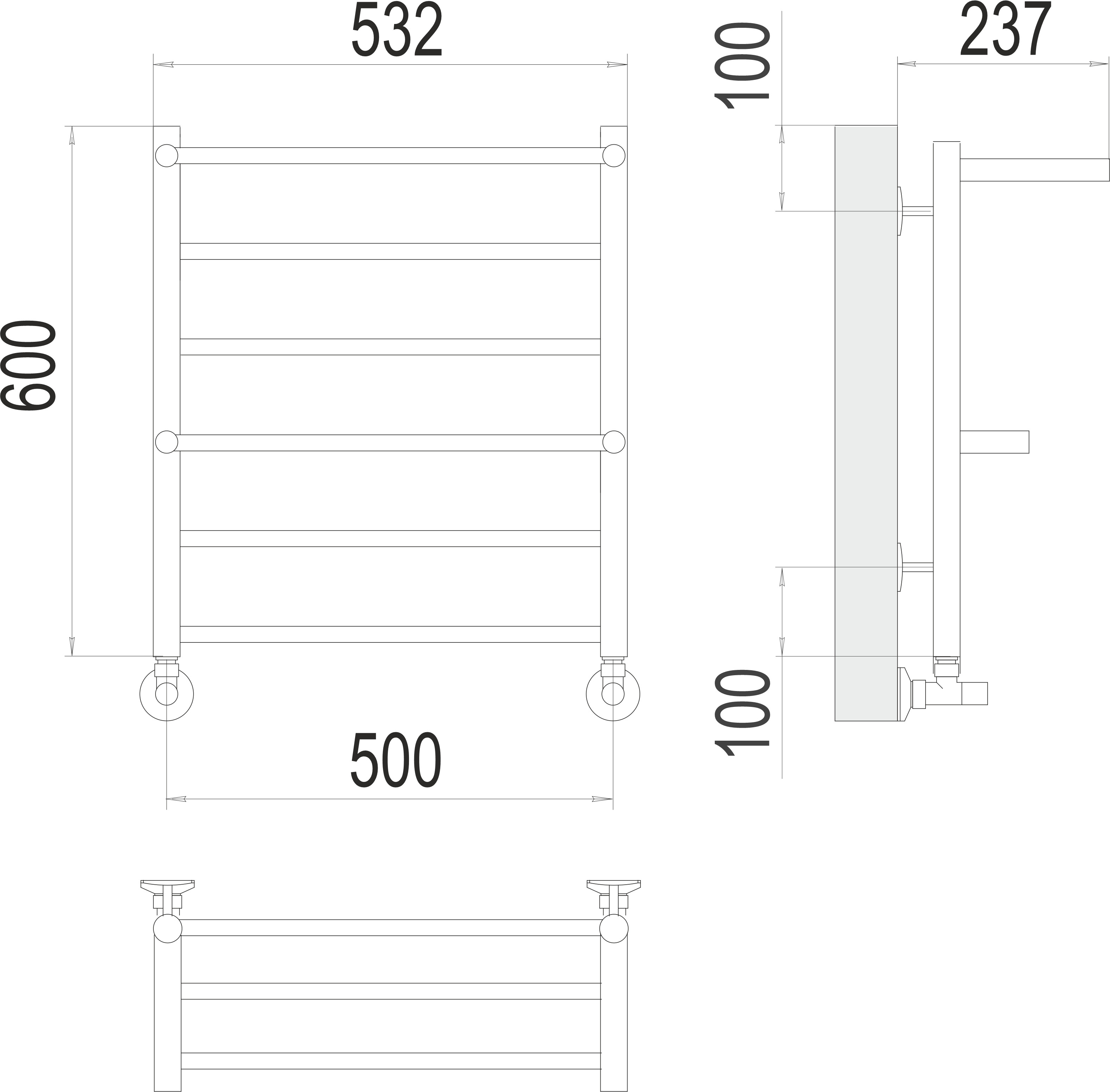 Анкона П6 500х600 Полотенцесушитель TERMINUS