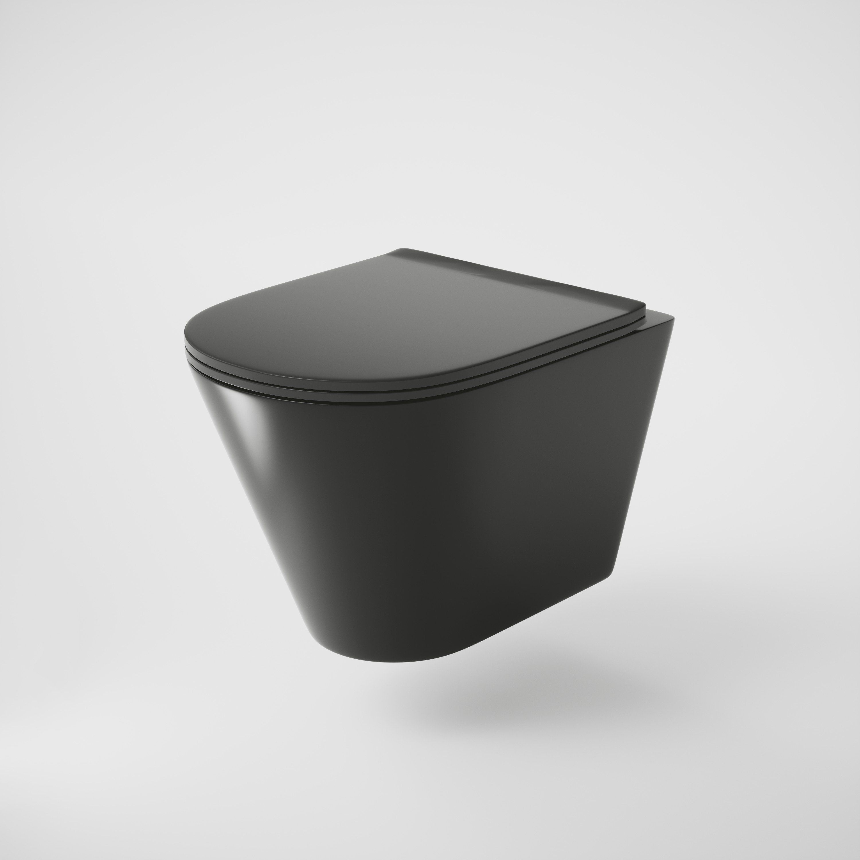 Унитаз GR-4477BMS (480*360*360) подвесной БЕЗОБОДКОВЫЙ черный матовый с тонкой крышкой