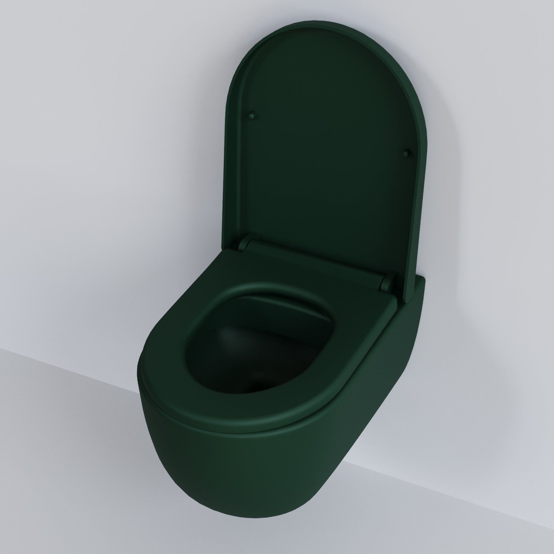 Унитаз Abner 103T20701R (545*360*330) МАТОВЫЙ ЗЕЛЁНЫЙ подвесной БЕЗОБОДКОВЫЙ с толстой крышкой, 2 места