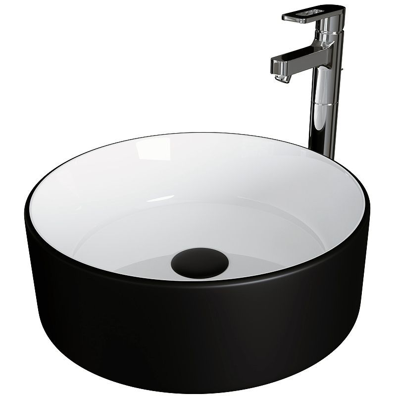 Раковина GR-4040BW (360*360*115) ЧЕРНАЯ БЕЛАЯ внутри