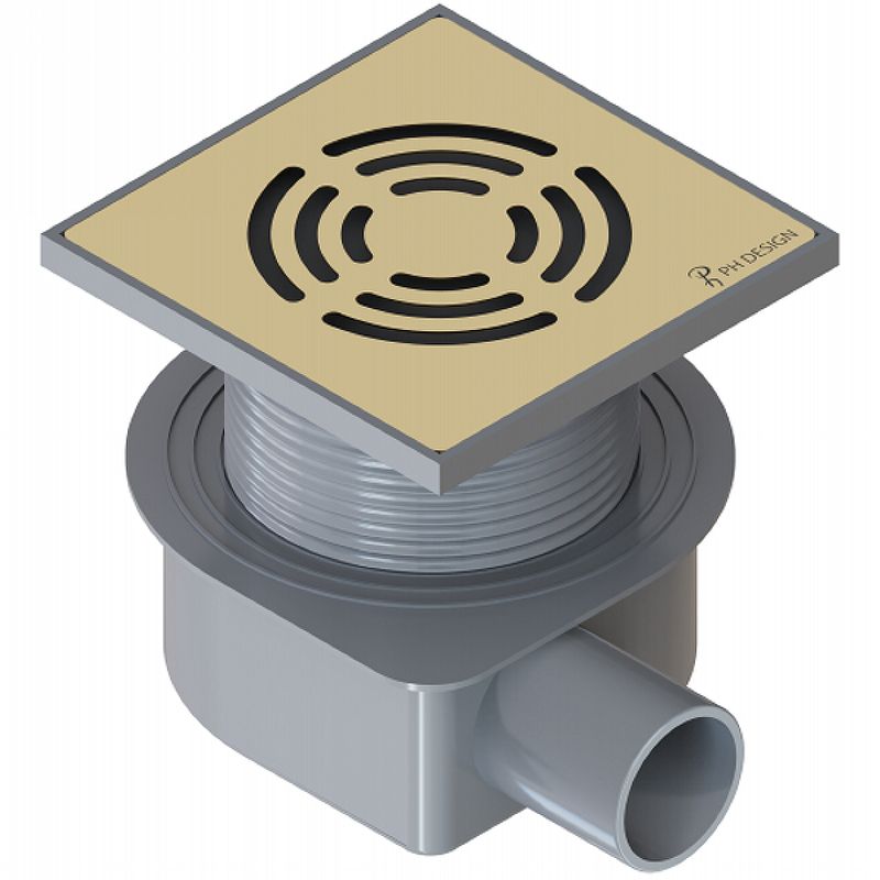 Душевой трап SMART DESIGN 10x10 cm, нерж.сталь ЗОЛОТО   DS 010 20 D2 S04