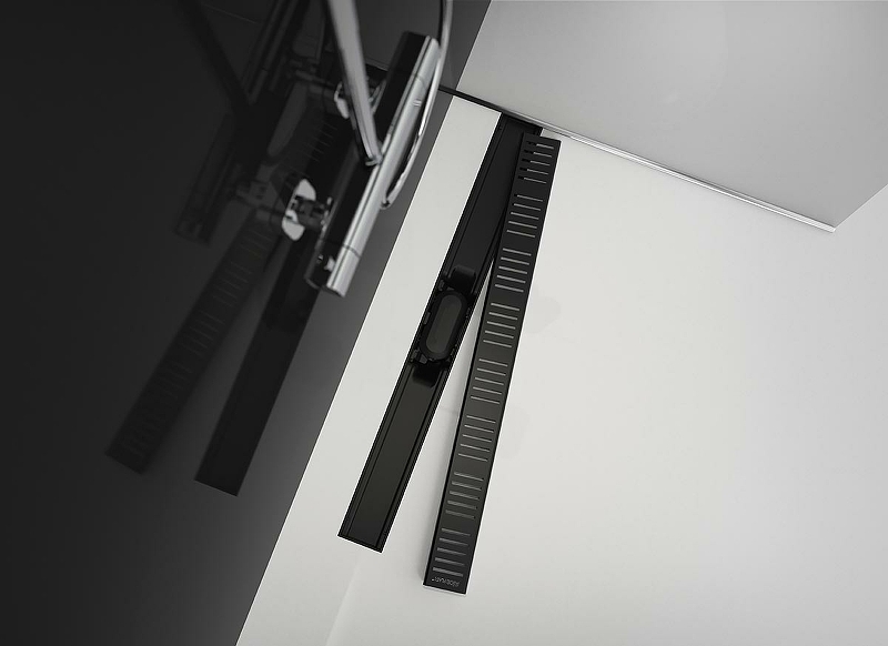Душевой лоток AlcaPlast APZ10BLACK-550M чёрный матовый с решеткой и опорами