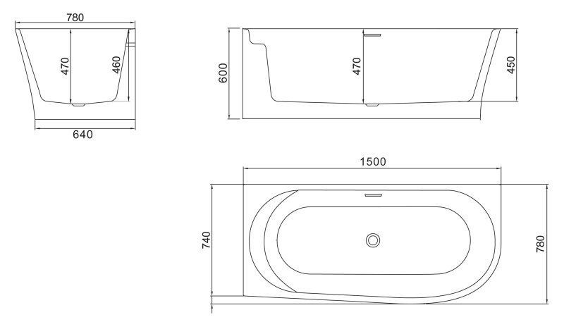Акриловая ванна BELBAGNO BB410-1700-780-L