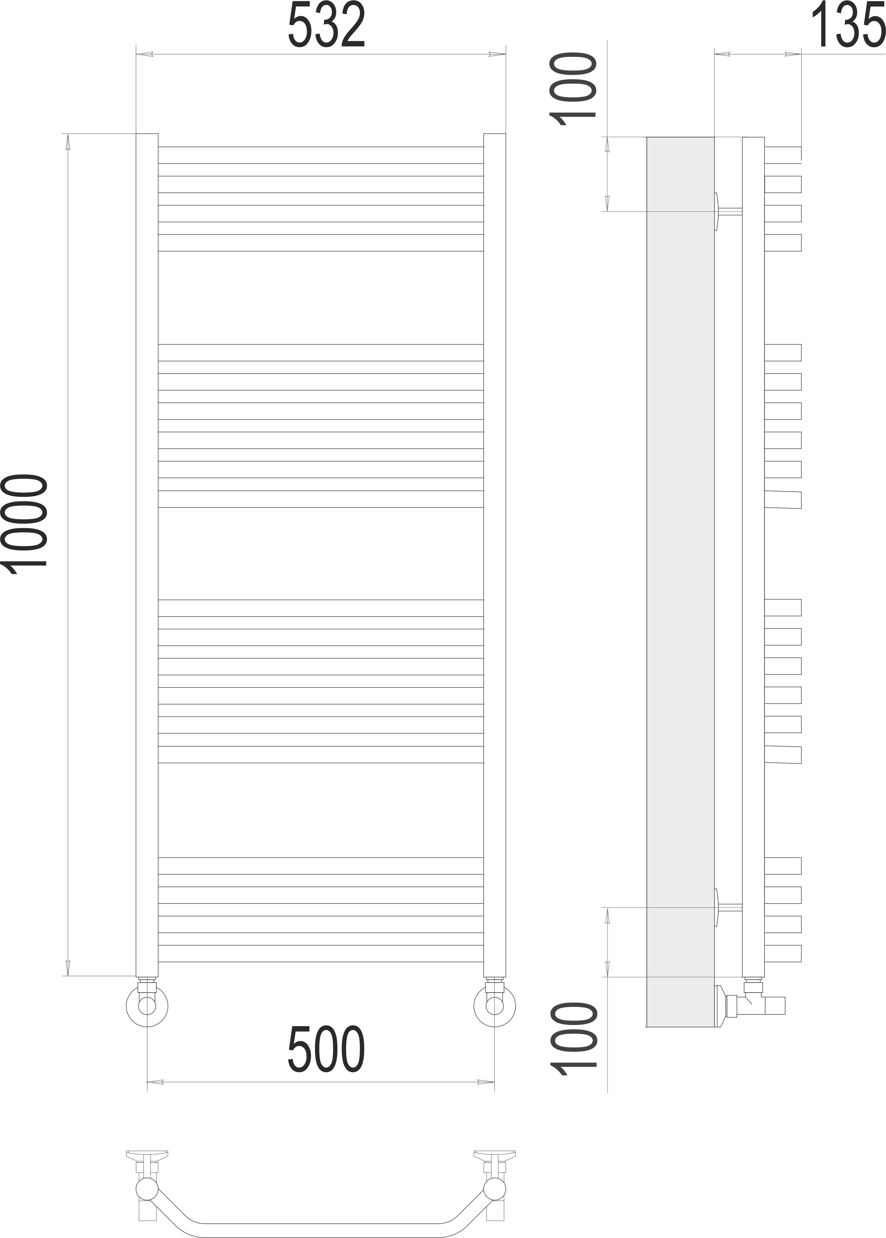 Виктория П20 500х1000 Полотенцесушитель TERMINUS