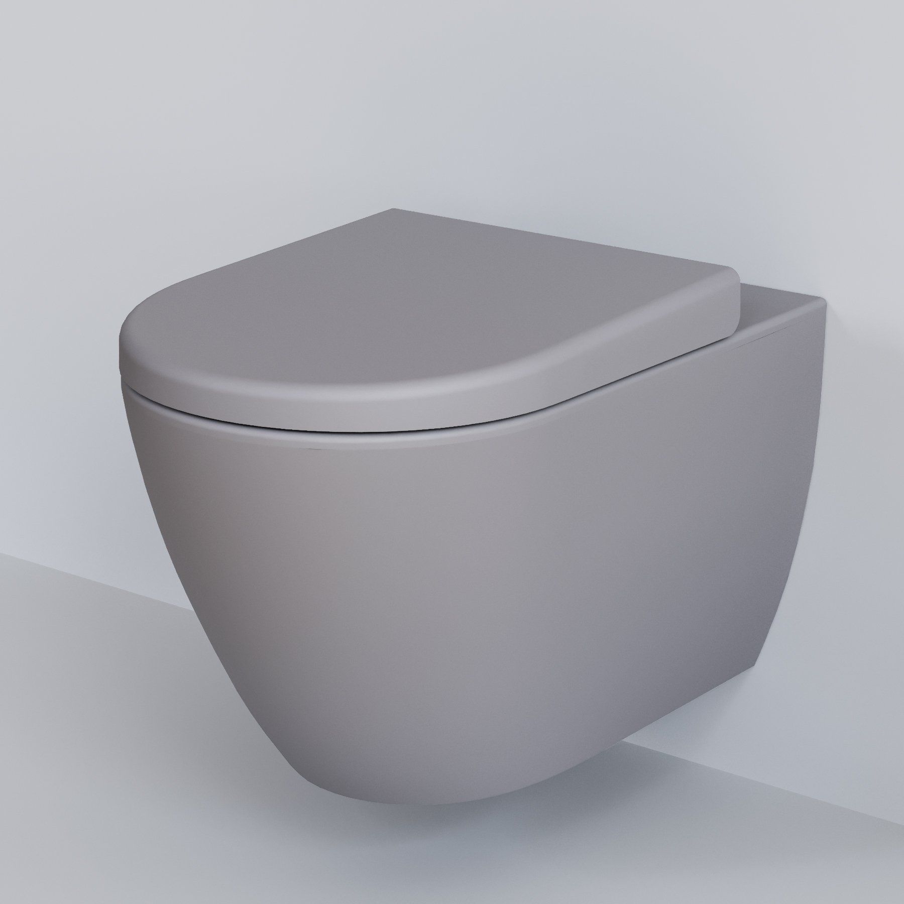 Унитаз Queen 113T20301R (570*360*400) СЕРЫЙ МАТОВЫЙ подвесной БЕЗОБОДКОВЫЙ с толстой крышкой, 2 места