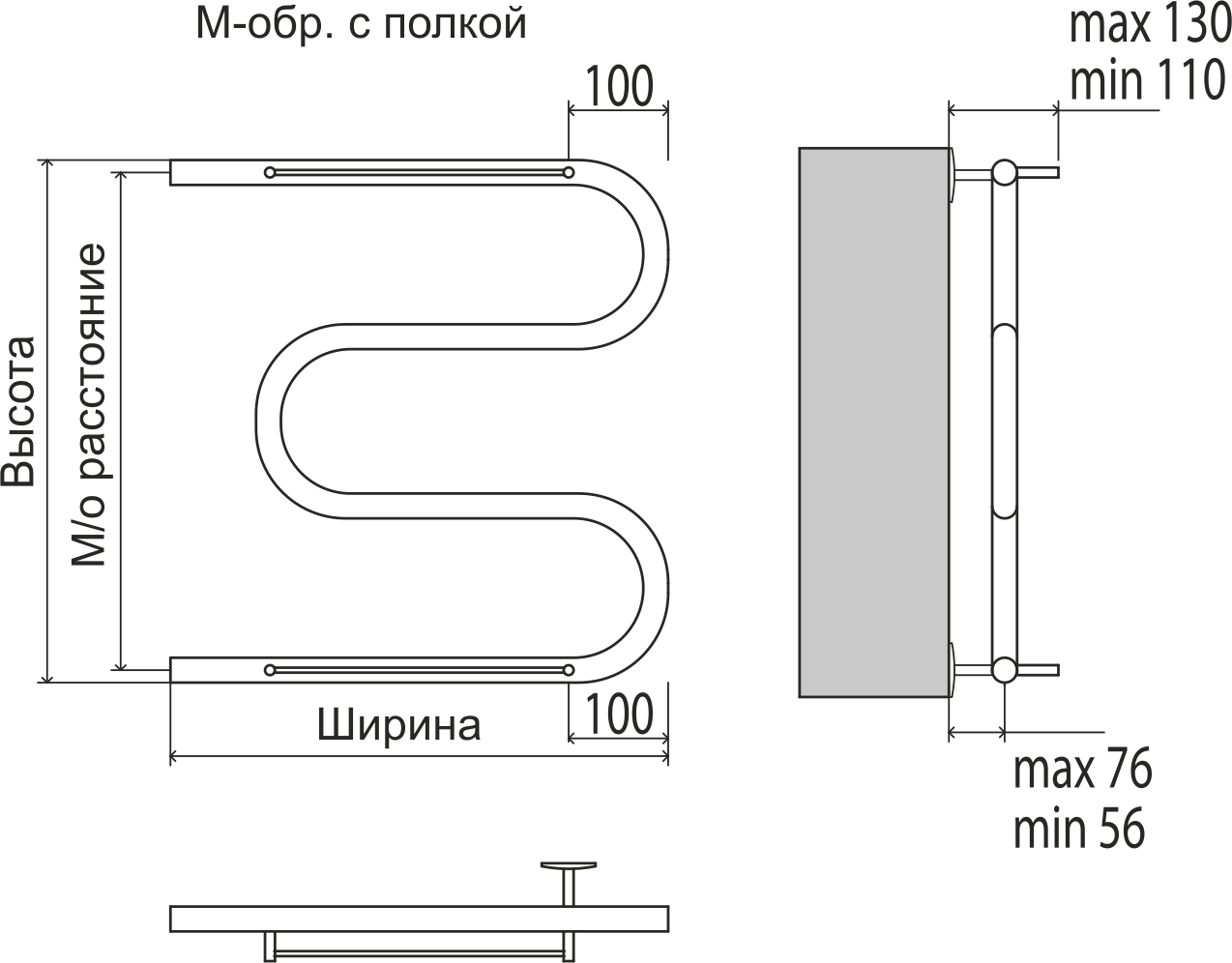 М-обр с/п AISI 32х2 600х400 Полотенцесушитель TERMINUS