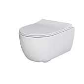 Унитаз Abner 103T20001R (545*360*330) БЕЛЫЙ подвесной БЕЗОБОДКОВЫЙ с тонкой крышкой, 2 места