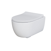 Унитаз Abner 103T20101R (545*360*330) БЕЛЫЙ МАТОВЫЙ подвесной БЕЗОБОДКОВЫЙ с тонкой крышкой, 2 места