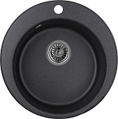 Мойка кухонная Сорренто DNN-1475.C морион, черная, 37х37 см, круглая, кварцевая, встраиваемая