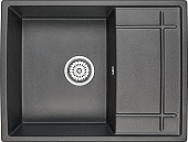 Мойка кухонная Сорренто EMQ-1650.Q морион, 65х50 см, кварцевая, встраиваемая, черная, прямоугольная, с крылом