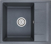 Мойка кухонная Сорренто DNN-1580.Q антрацит, 36х46 см, с крылом, кварцевая, прямоугольная, встраиваемая