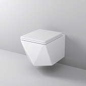 Унитаз GR-4481 Cristal (520*360*350) подвесной БЕЗОБОДКОВЫЙ с толстой крышкой