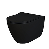 Унитаз Queen 113T20201R (570*360*400) ЧЁРНЫЙ МАТОВЫЙ подвесной БЕЗОБОДКОВЫЙ с тонкой крышкой, 2 места