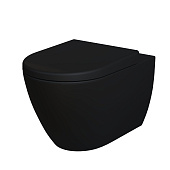 Унитаз Queen 113T20201R (570*360*400) ЧЁРНЫЙ МАТОВЫЙ подвесной БЕЗОБОДКОВЫЙ с толстой крышкой, 2 места