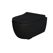 Унитаз Abner 103T20201R (545*360*330) ЧЕРНЫЙ МАТОВЫЙ подвесной БЕЗОБОДКОВЫЙ с тонкой крышкой, 2 места