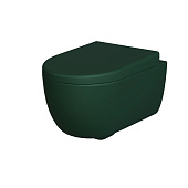 Унитаз Abner 103T20701R (545*360*330) МАТОВЫЙ ЗЕЛЁНЫЙ подвесной БЕЗОБОДКОВЫЙ с толстой крышкой, 2 места