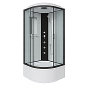 Душ.каб. NG-6708-14G (900х900х2150) высокий поддон(40см) стекло ПРОЗРАЧНОЕ черные профиля 4 места