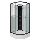 Душ.каб. NG-6703-14BKTG (800х800х2100-2400) средний поддон(26см) стекло ПРОЗРАЧНОЕ черные профиля 4 места