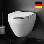 Унитаз подвесной безободковый AM.PM Spirit V2.0 C701700SC из премиального стекловидного фарфора, быстросъемное сиденье Slim микролифт, из дюропласта, увеличенный слой глазури, антивсплеск