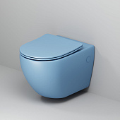 Унитаз GR-4411BSMS Color (550*365*395) ГОЛУБОЙ МАТОВЫЙ подвесной БЕЗОБОДКОВЫЙ