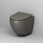 Унитаз GR-4455GSMS Color (485*365*360) ХАКИ МАТОВЫЙ подвесной БЕЗОБОДКОВЫЙ с тонкой крышкой