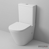 Унитаз Grossman GR-4450MS (605*380*825) белый МАТОВЫЙ напольный безободковый с тонкой крышкой
