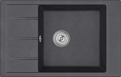 Мойка кухонная Сорренто DNN-1780.Q морион, черная, 44х44 см, с крылом, кварцевая, встраиваемая, прямоугольная