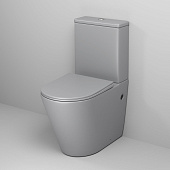 Унитаз GR-4480GLMS Color (620*365*810) СВЕТЛО-СЕРЫЙ МАТОВЫЙ напольный БЕЗОБОДКОВЫЙ, 2 места