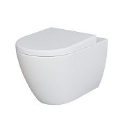 Унитаз Queen 113T20101R (570*360*400) БЕЛЫЙ МАТОВЫЙ подвесной БЕЗОБОДКОВЫЙ с толстой крышкой, 2 места