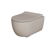 Унитаз Abner 103T20401R (545*360*330) МАТОВЫЙ БЕЖЕВЫЙ подвесной БЕЗОБОДКОВЫЙ с тонкой крышкой, 2 места