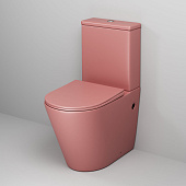 Унитаз GR-4480PIMS Color (620*365*810) РОЗОВЫЙ МАТОВЫЙ напольный БЕЗОБОДКОВЫЙ, 2 места