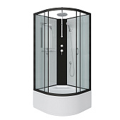 Душ.каб. NG-6708-14BKT (900х900х2100-2400) высокий поддон(40см) стекло ПРОЗРАЧНОЕ черные профиля 4 места