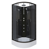 Душ.каб. NG-6501-14BKTG (900х900х2100-2400) средний поддон(26см) стекло ТОНИРОВАННОЕ алюм черный 4 места