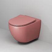Унитаз GR-4411PIMS Color (550*360*375) РОЗОВЫЙ МАТОВЫЙ подвесной БЕЗОБОДКОВЫЙ