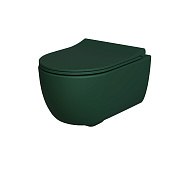 Унитаз Abner 103T20701R (545*360*330) МАТОВЫЙ ЗЕЛЁНЫЙ подвесной БЕЗОБОДКОВЫЙ с тонкой крышкой, 2 места