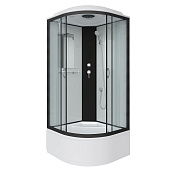 Душ.каб. NG-6708-14 (900х900х2150) высокий поддон(40см) стекло ПРОЗРАЧНОЕ черные профиля 4 места